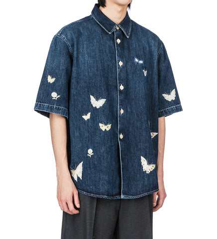 BEYOND SHIRT SHORTSLEEVE WESTERN BLUE BUTTERFLY