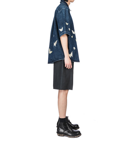 BEYOND SHIRT SHORTSLEEVE WESTERN BLUE BUTTERFLY