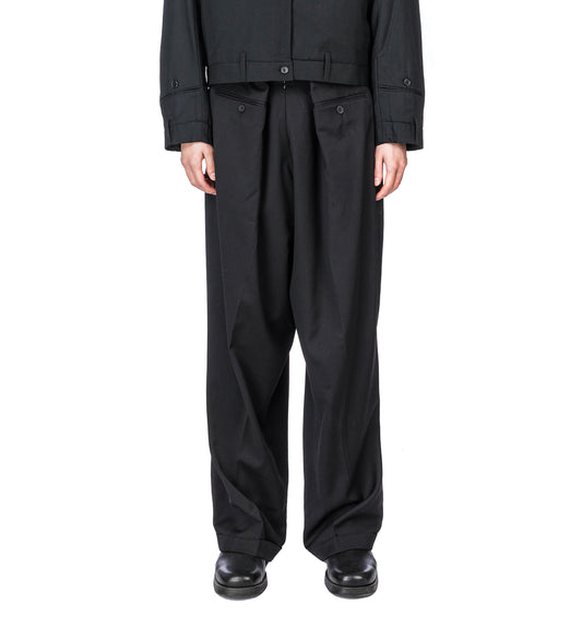 DOUBLE BACK WIDE TROUSERS BLACK