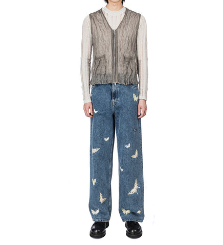 HAND DRAWN JEAN CUT TROUSER WHITE