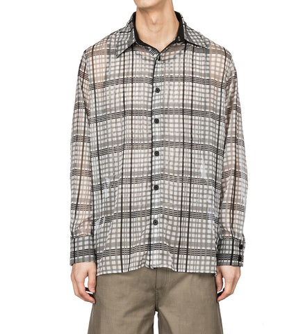 AV VATTEV OVERSIZED SHEER CHECK PRINTED SHIRT