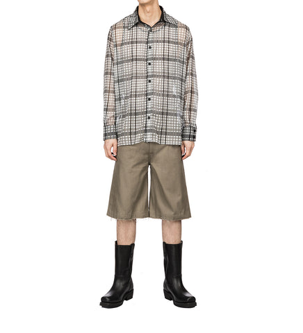 AV VATTEV OVERSIZED SHEER CHECK PRINTED SHIRT