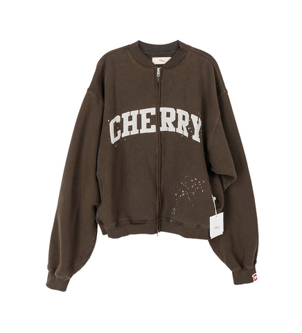 APPLIQUE ZIP UP CREW CHOCOLATE