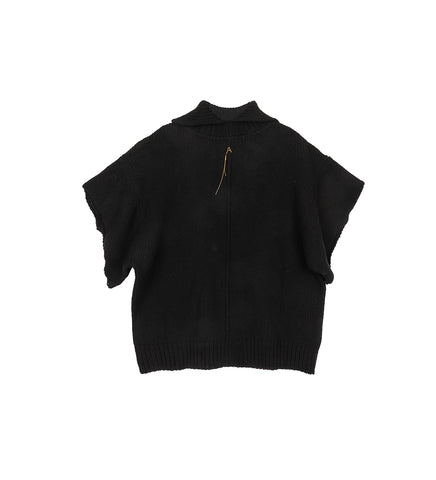 CUT OFF HIGH COLLAR SWEATER BLACK