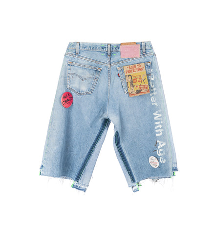 CAMPAIGN TRIPLE WIDE LONG DENIM SHORTS 32