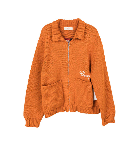 1 STAR COTTON KNIT ZIP JACKET ORANGE