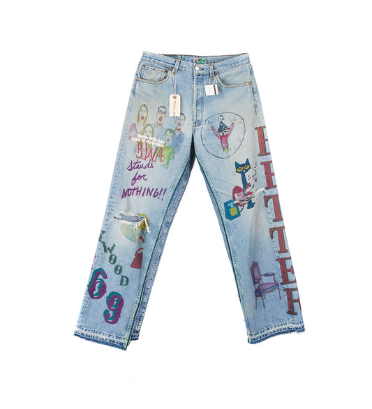 HARRISON DOUBLE WIDE DENIM PANTS 32