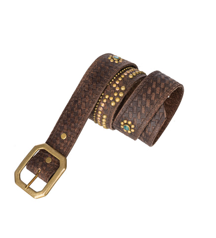 STUDDED EAGLE BELT BROWN