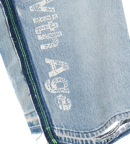 SHAM HAND-BEADED DOUBLE WIDE DENIM PANTS 32