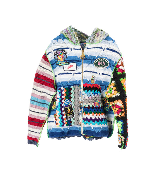 NONNA'S HAND-KNIT FULL ZIP HOODIE LARGE
