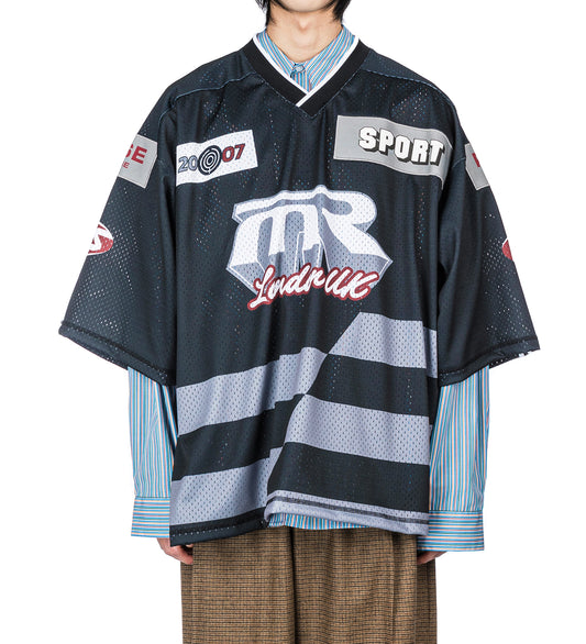 OVERSIZED HOCKEY TOP BLACK AND GREY