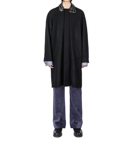 COLLAR BELT COAT BLACK NAPPA