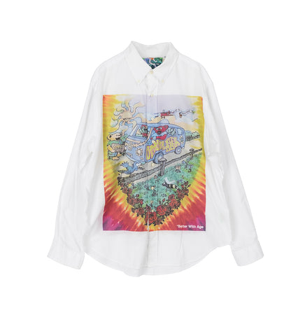 ROAD TRIP BUTTON-DOWN SHIRT WHITE XL