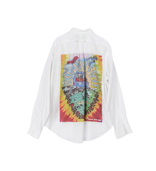 ROAD TRIP BUTTON-DOWN SHIRT WHITE XL