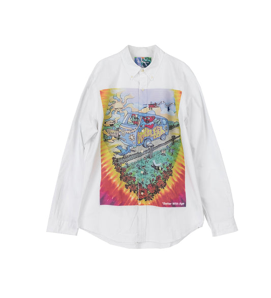 ROAD TRIP BUTTON-DOWN SHIRT WHITE LARGE