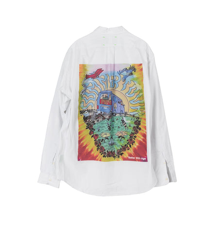 ROAD TRIP BUTTON-DOWN SHIRT WHITE LARGE
