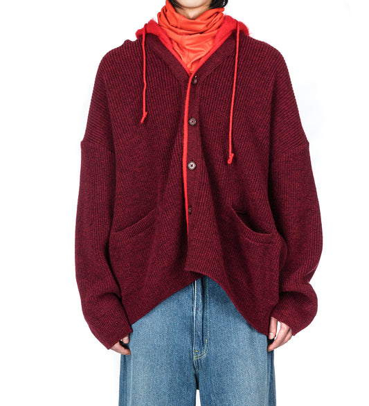 HOODED CARDIGAN REDxRED