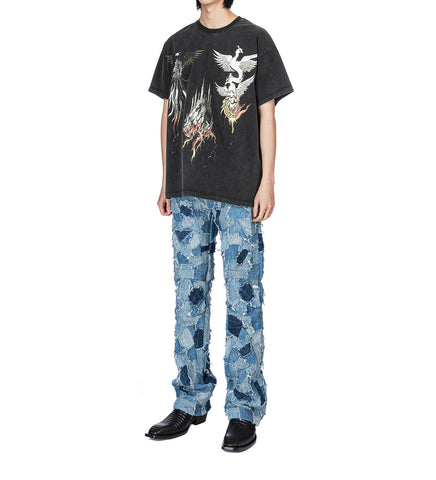 DENIM BORO MOTO PANTS SKY