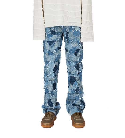 DENIM BORO MOTO PANTS SKY