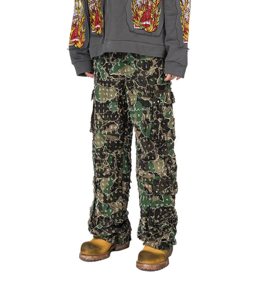 WASHED CAMO CARGO PANT OLIVE