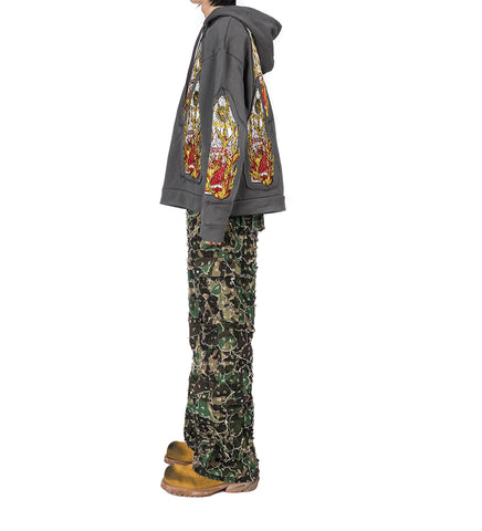 WASHED CAMO CARGO PANT OLIVE