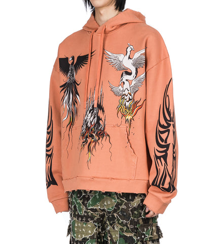 NEFARIOUS WINGED HOODED PULLOVER CRIMSON