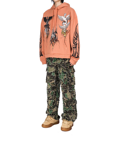 NEFARIOUS WINGED HOODED PULLOVER CRIMSON