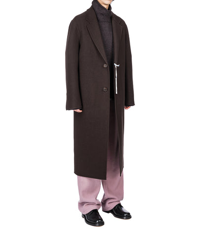 HUGO LONG SB BOILED WOOL COAT-DARK CHOCOLATE BROWN