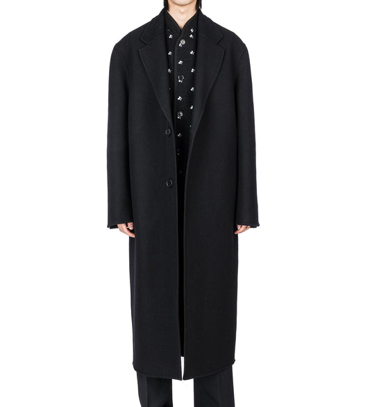 HUGO LONG SB BOILED WOOL COAT BLACK