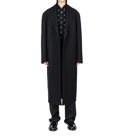 HUGO LONG SB BOILED WOOL COAT BLACK