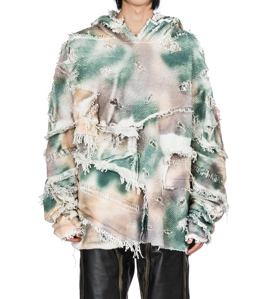 MESH CAMO HOODED PULLOVER MULTI
