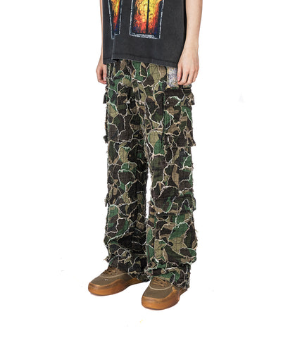 WASHED CAMO CARGO PANT OLIVE