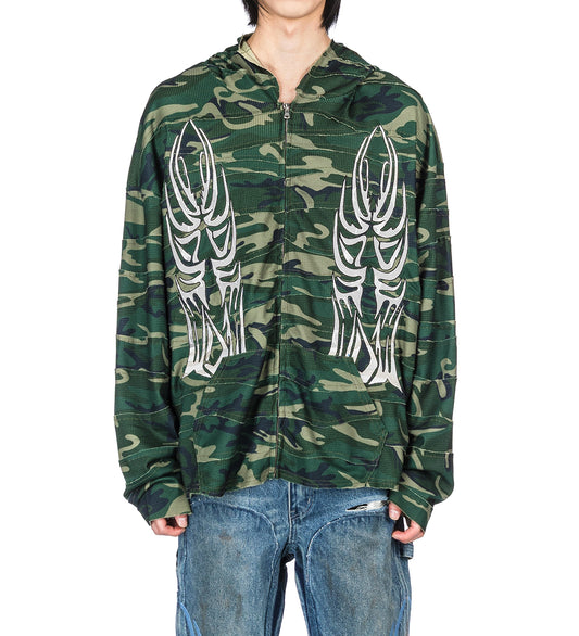WINGED WAVELENGTH CAMO ZIP UP HOODIE OLIVE