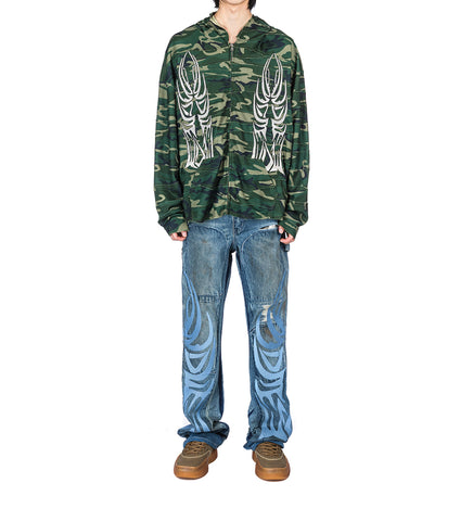 WINGED WAVELENGTH CAMO ZIP UP HOODIE OLIVE