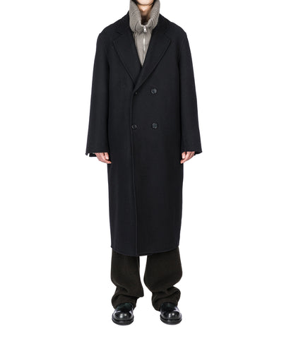 HUGO LONG DB BOILED WOOL COAT BLACK