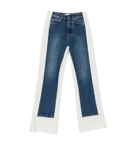 DENIM JEAN WITH CONTRASTED DENIM DETAILS VINTAGE BLUE / WHITE