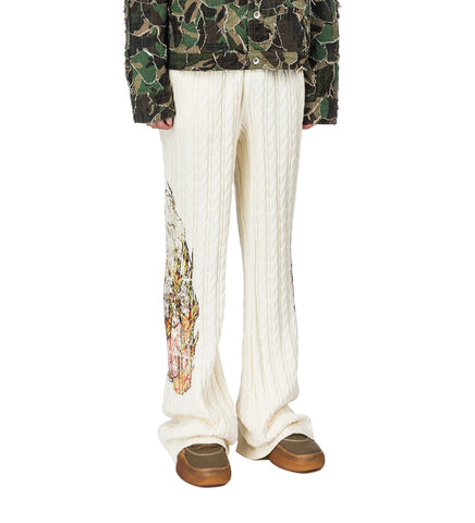 FLAME GLASS CABLE KNIT LOUNGE PANTS CREAM