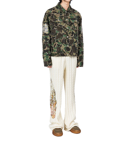 FLAME GLASS CABLE KNIT LOUNGE PANTS CREAM