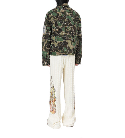 FLAME GLASS CABLE KNIT LOUNGE PANTS CREAM