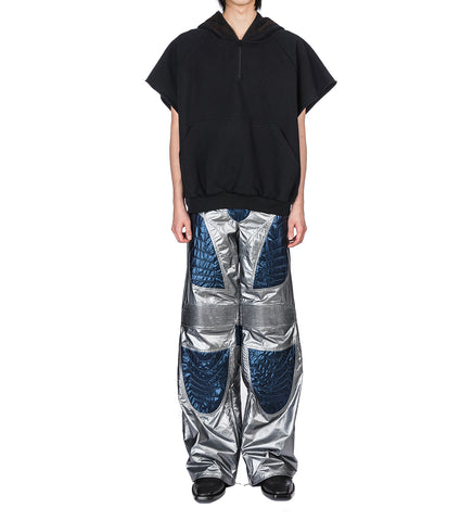 SCI-FI BIKER LEATHER TROUSERS SILVER/BLUE