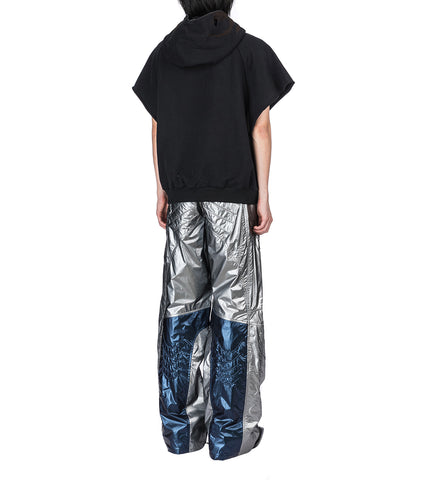 SCI-FI BIKER LEATHER TROUSERS SILVER/BLUE