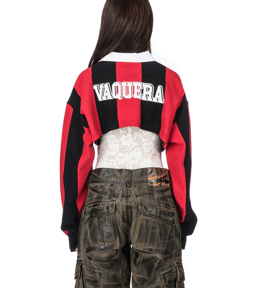 CROPPED RUGBY SHIRT RED/BLACK