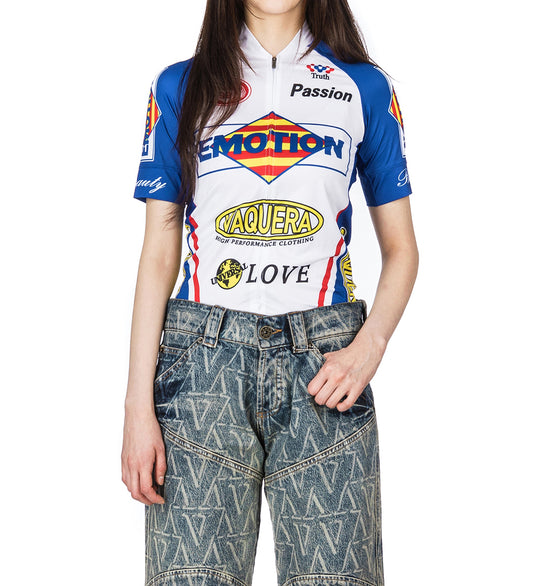 EMOTION CYCLING JERSEY WHITE/BLUE/YELLOW