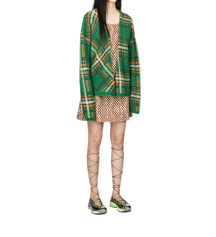 JACQUARD PLAID CARDIGAN GREEN PLAID