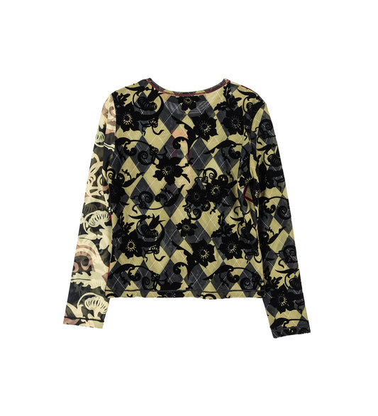 HOOK FLOCKED MESH LS TOP YELLOW