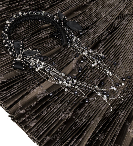 BLACK BEADED HEADBAND BLACK