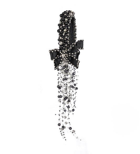 BLACK BEADED HEADBAND BLACK