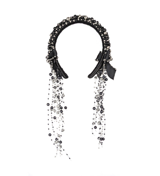 BLACK BEADED HEADBAND BLACK