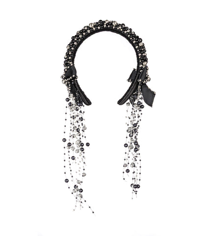 BLACK BEADED HEADBAND BLACK