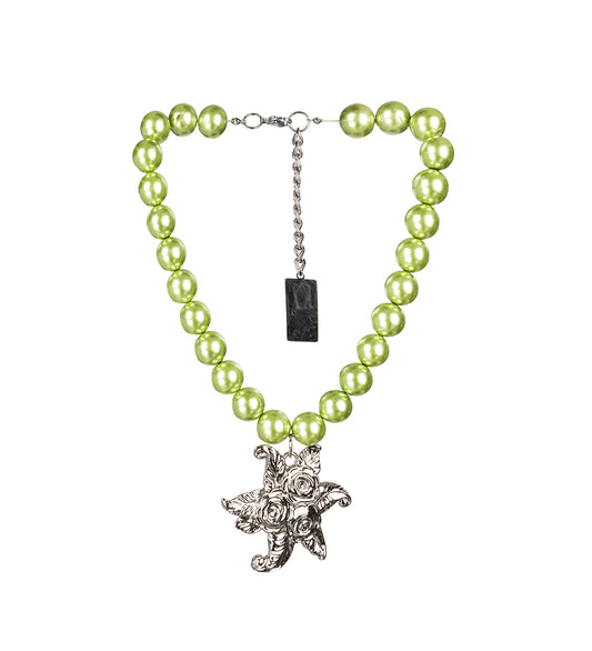 GREEN PEARL CHARM NECKLACE GREEN